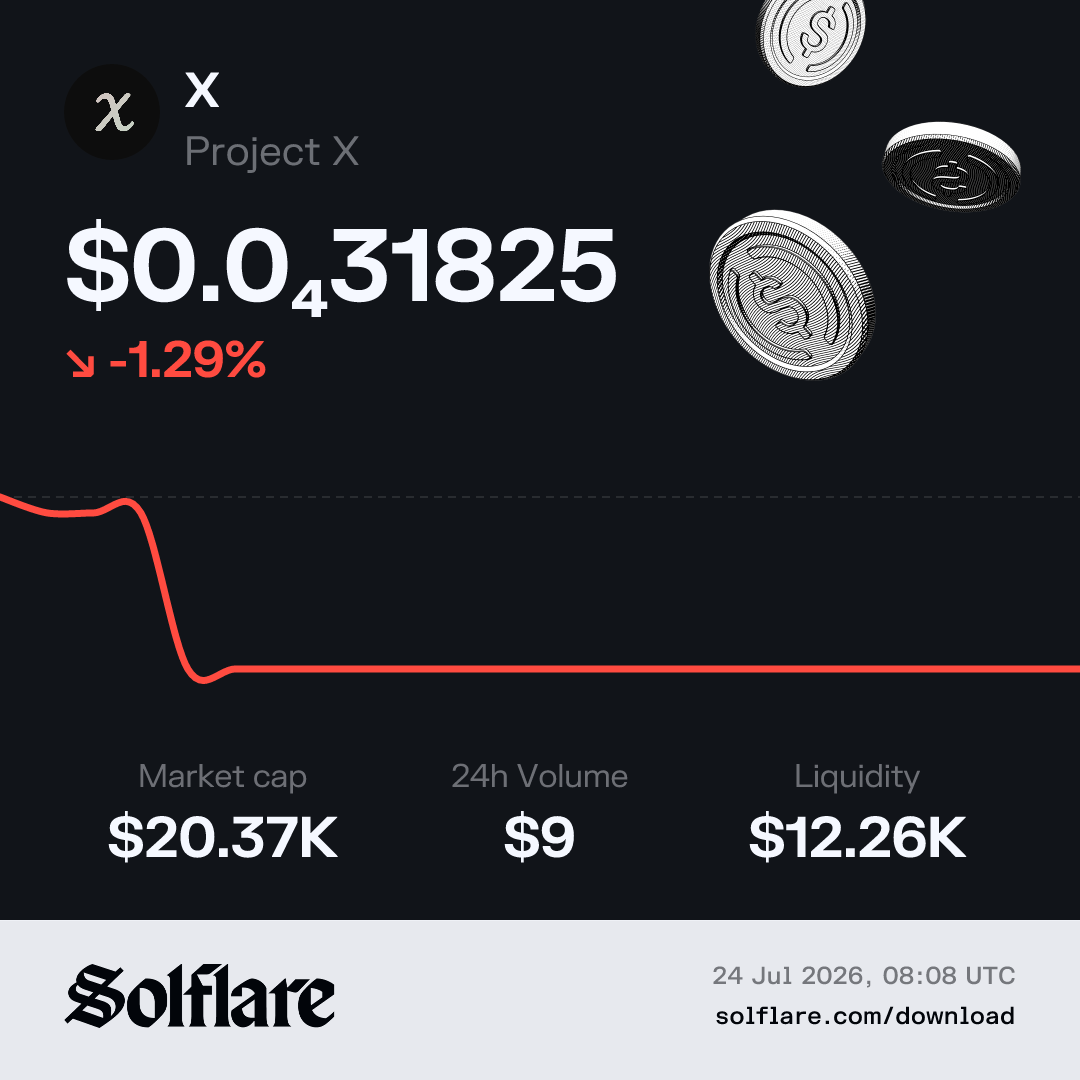X Price USD | Live Project X Chart & Market Data | Solflare
