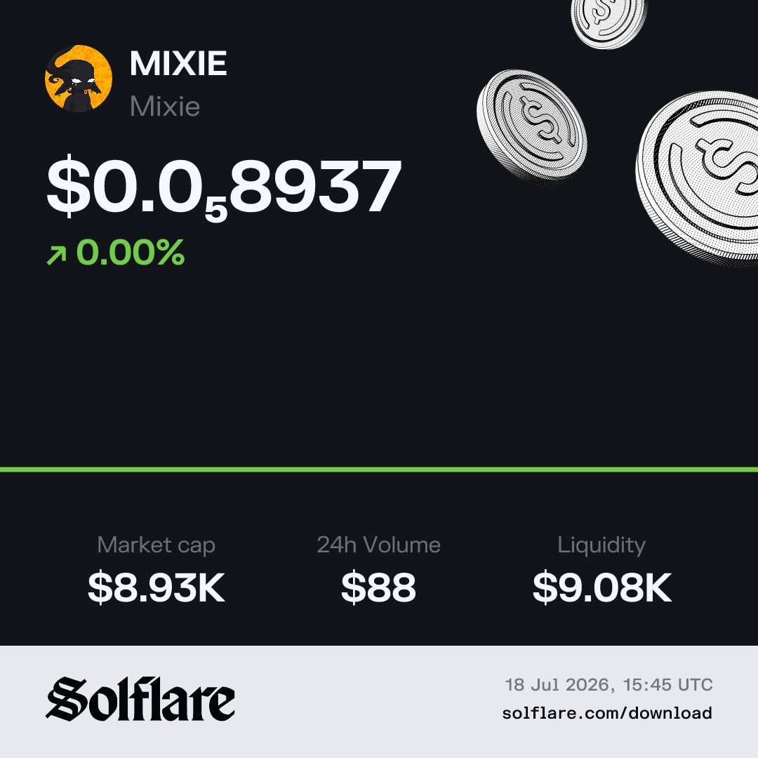 MIXIE Price USD | Live Mixie Chart & Market Data | Solflare