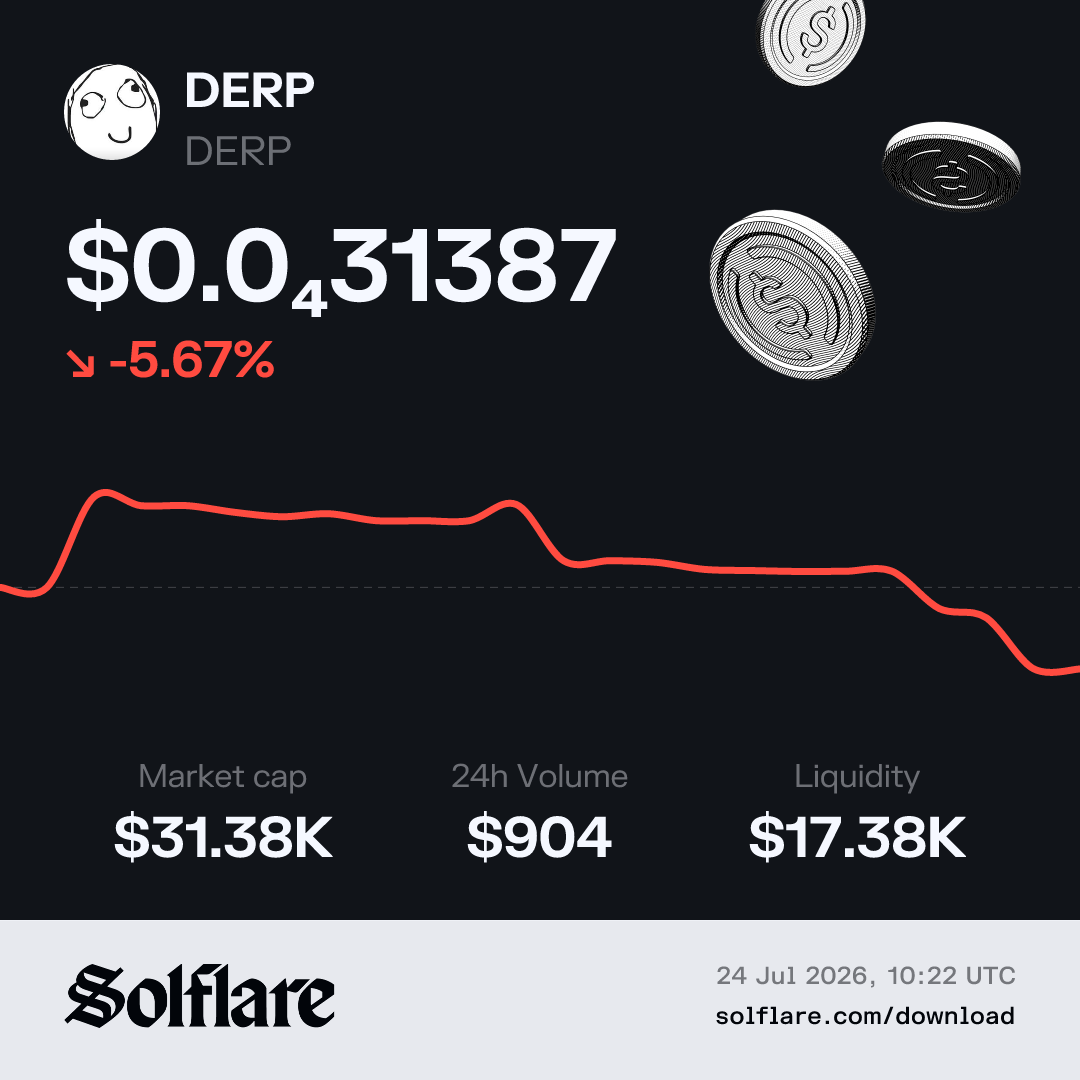 DERP Price USD | Live DERP Chart & Market Data | Solflare