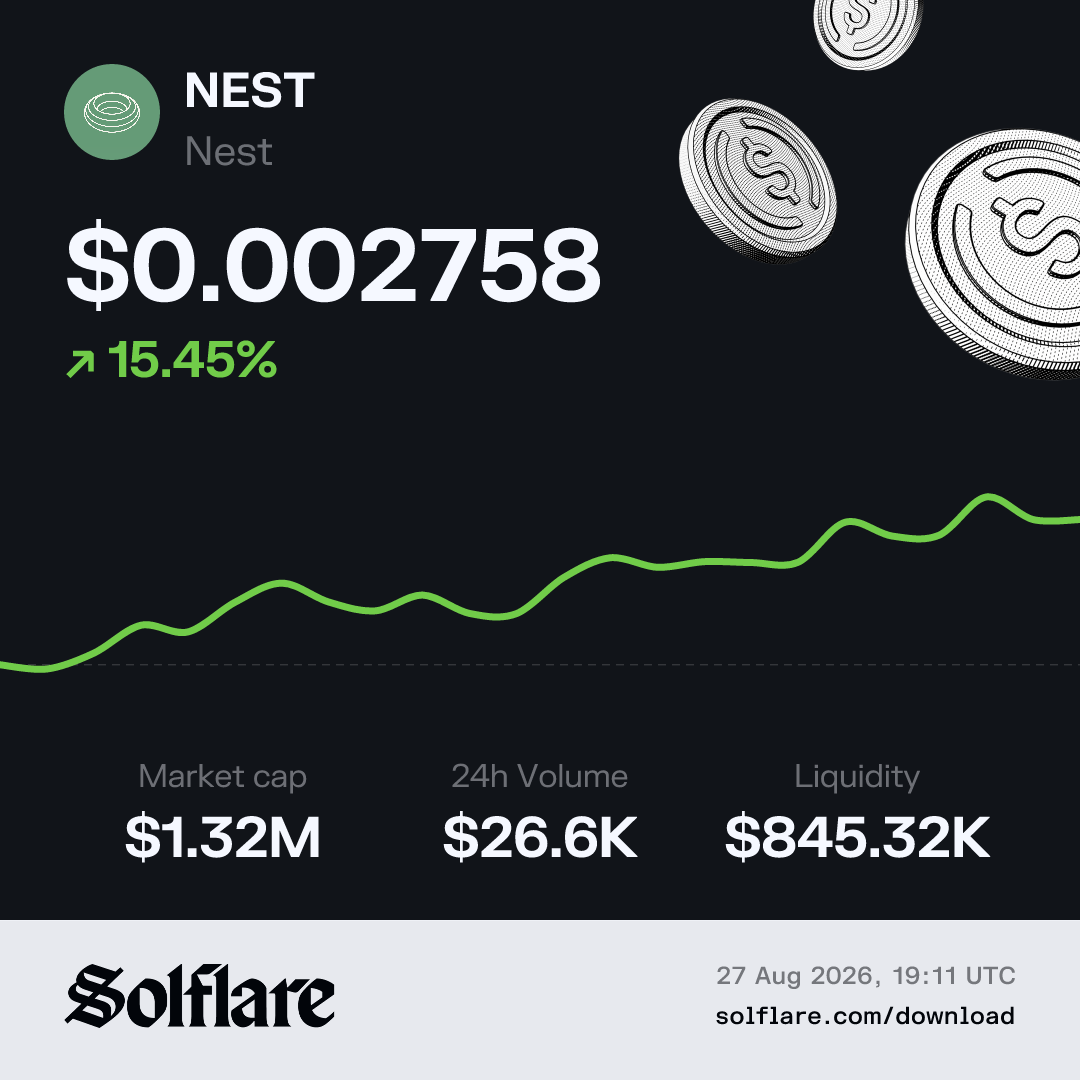 NEST Price USD | Live Nest Chart & Market Data | Solflare