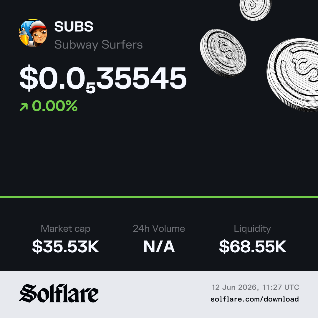 Subway Surfers Price Today | SUBS Live Chart, Market Cap & News | Solflare