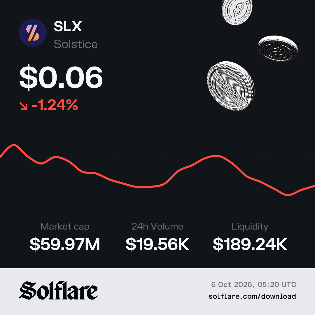 SLX Price USD | Live Solstice Chart & Market Data | Solflare