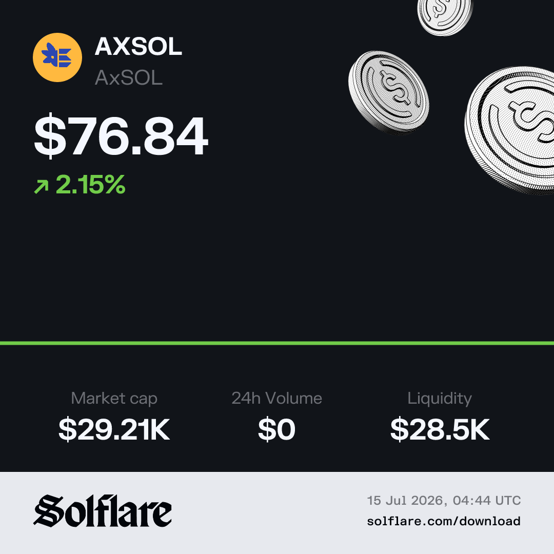 AXSOL Price USD | Live AxSOL Chart & Market Data | Solflare